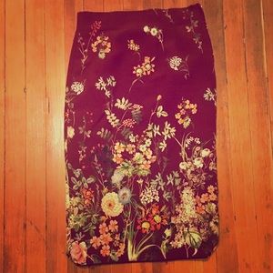 Zara floral pencil skirt